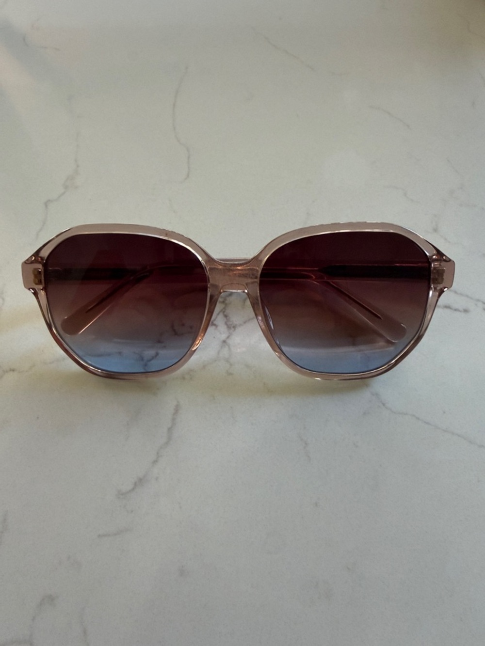 Quay Australia Pink Transparent Frame Sunglasses with Gradient Lenses